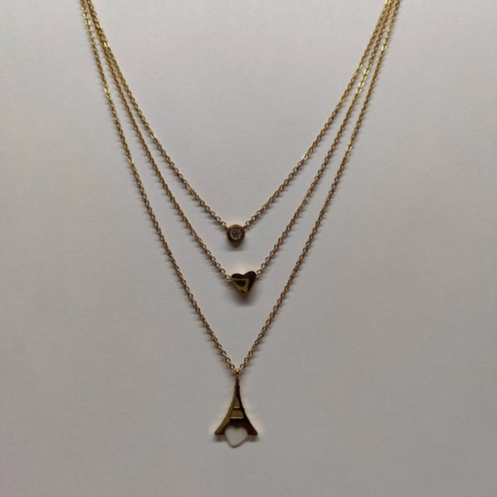 Brilho Paris Love Layered Charm Chain Necklace